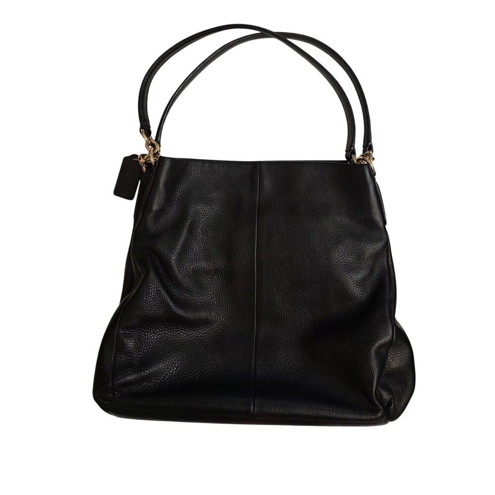 Coach Black Pebble Leather Lexy F35723 Shoulder Slouchy Hobo Style Bag Gold